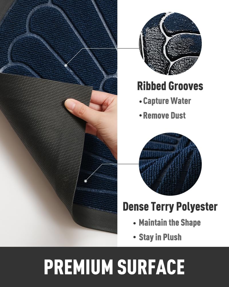 Tchdio low-profile mat fits under most doors without creases.