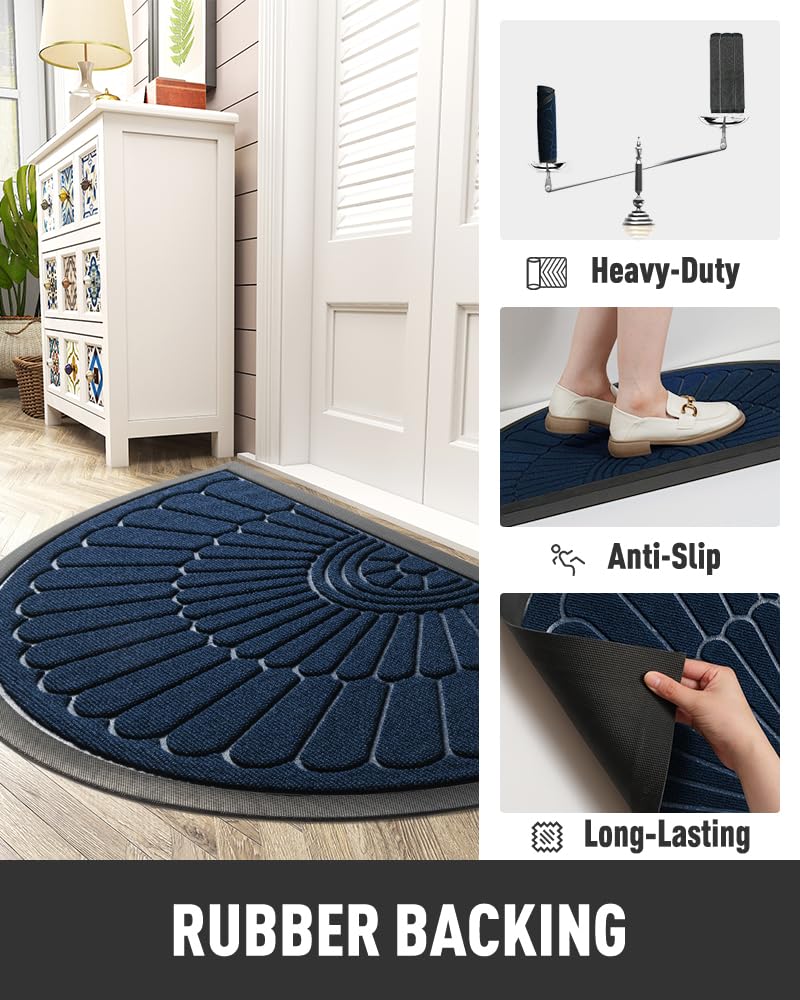 Tchdio natural rubber backing provides non-slip security on busy entryways.