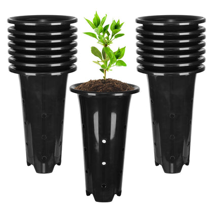 tchrules deep-seedling pot 8-66in tall black for deeper roots