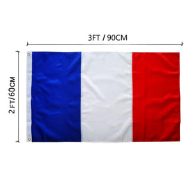 TCTOHZNG France flag with brass grommets for easy hanging.
