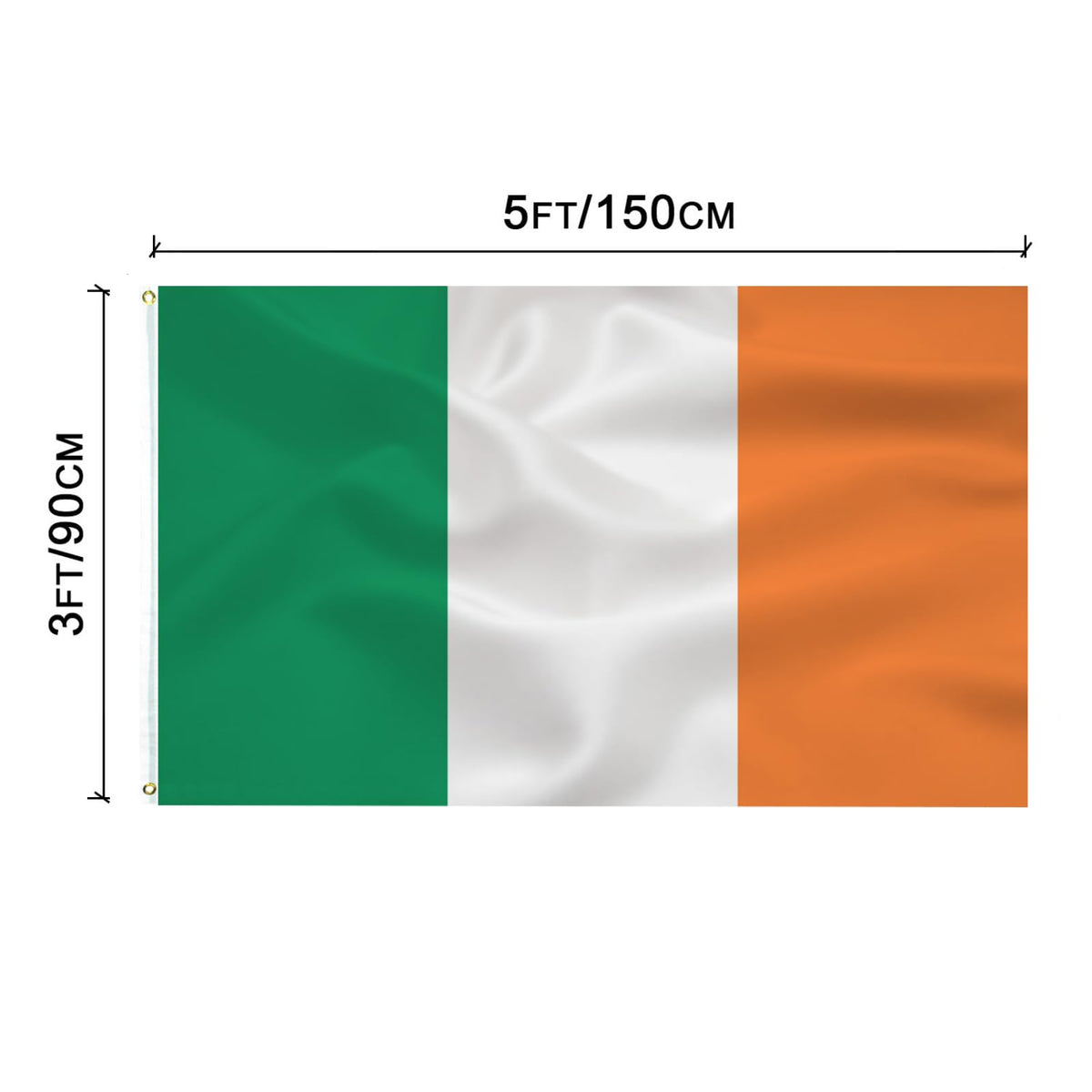 TCTOHZNG Irish Flag brass grommets ensure durable mounting.