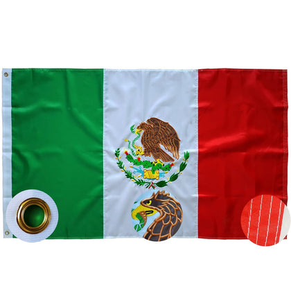 TCTOHZNG Mexico flag 2x3ft embroidered stripes for outdoor display.