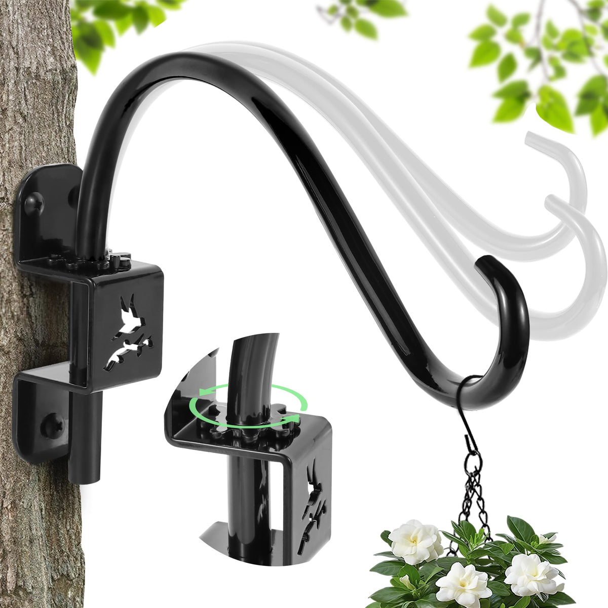 TCYPUHL 16-inch swivel plant hanger bracket enables flexible outdoor display.