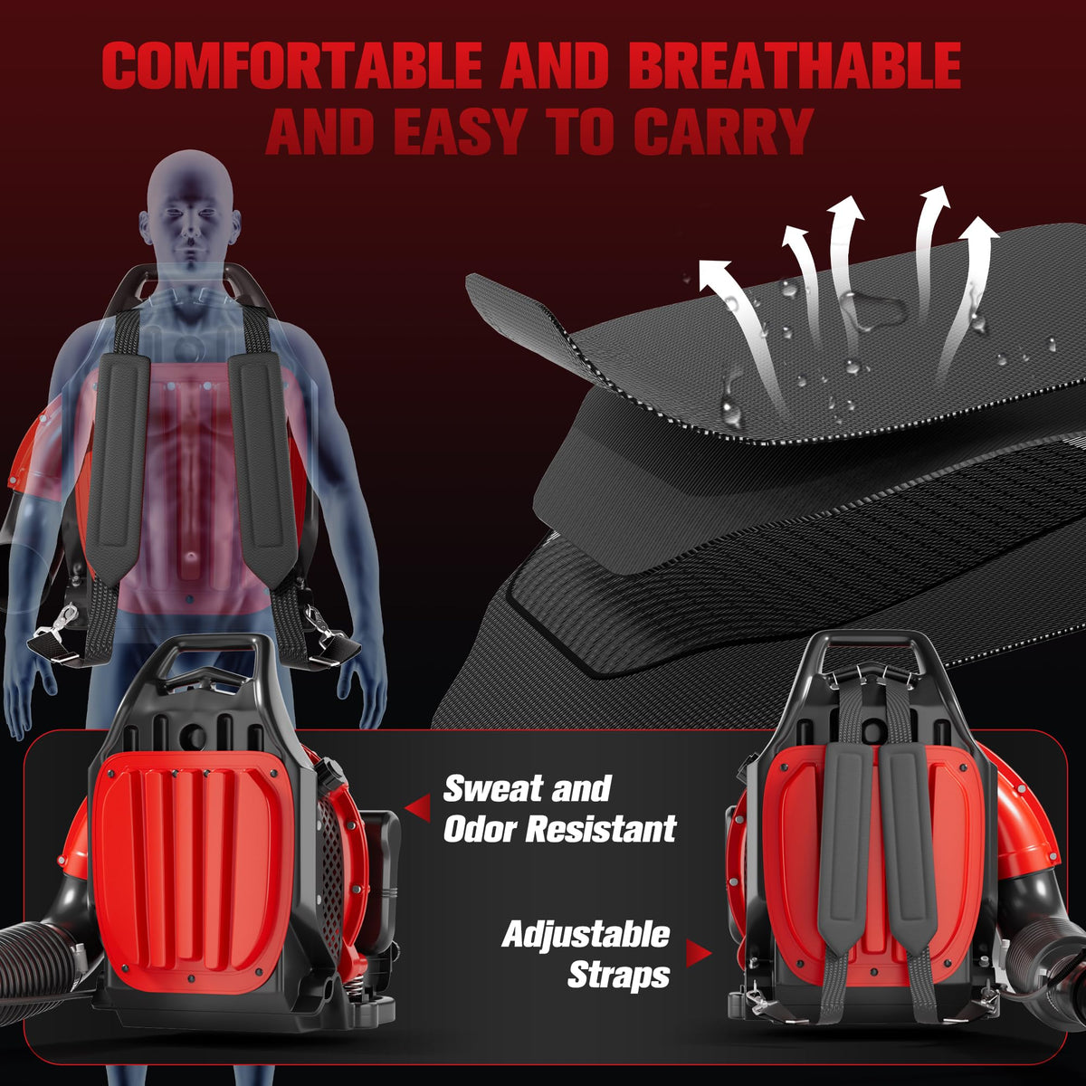 TDH blower back panel breathable design to reduce heat and moisture