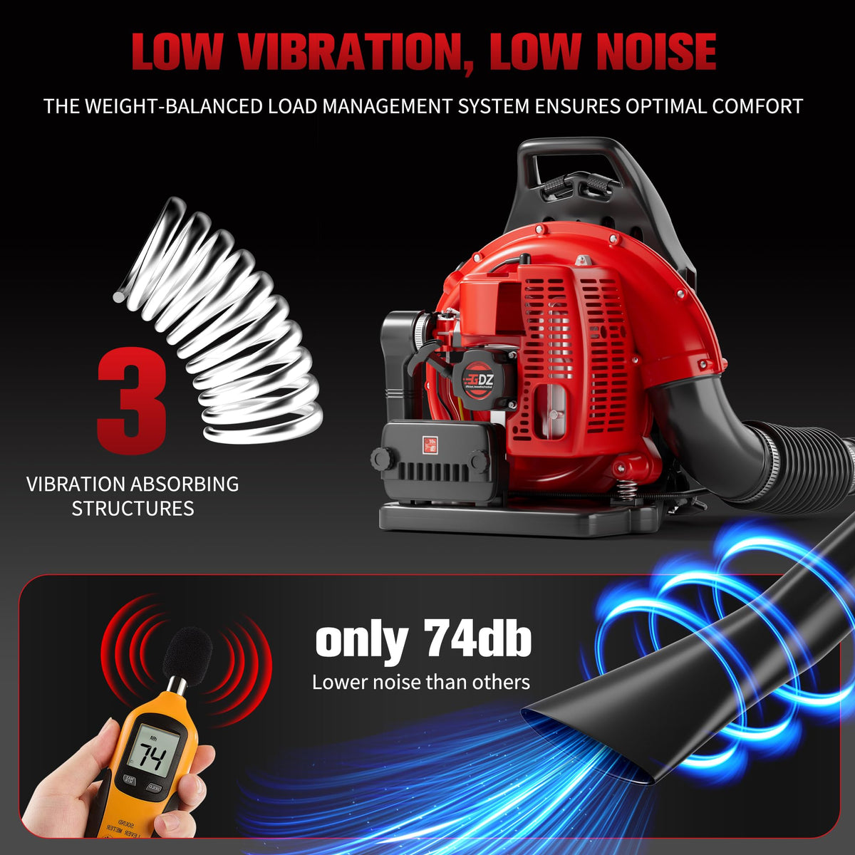 TDH blower with 1.8L fuel tank for extended runtimes