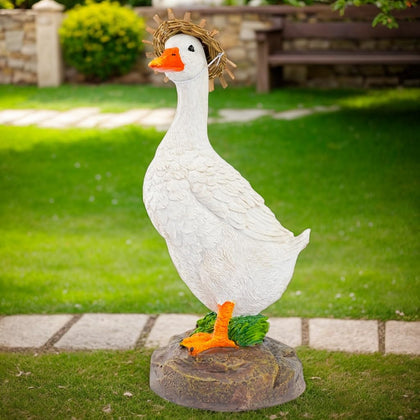 Teaeeno farm duck statue for outdoor gardens adds whimsical charm.