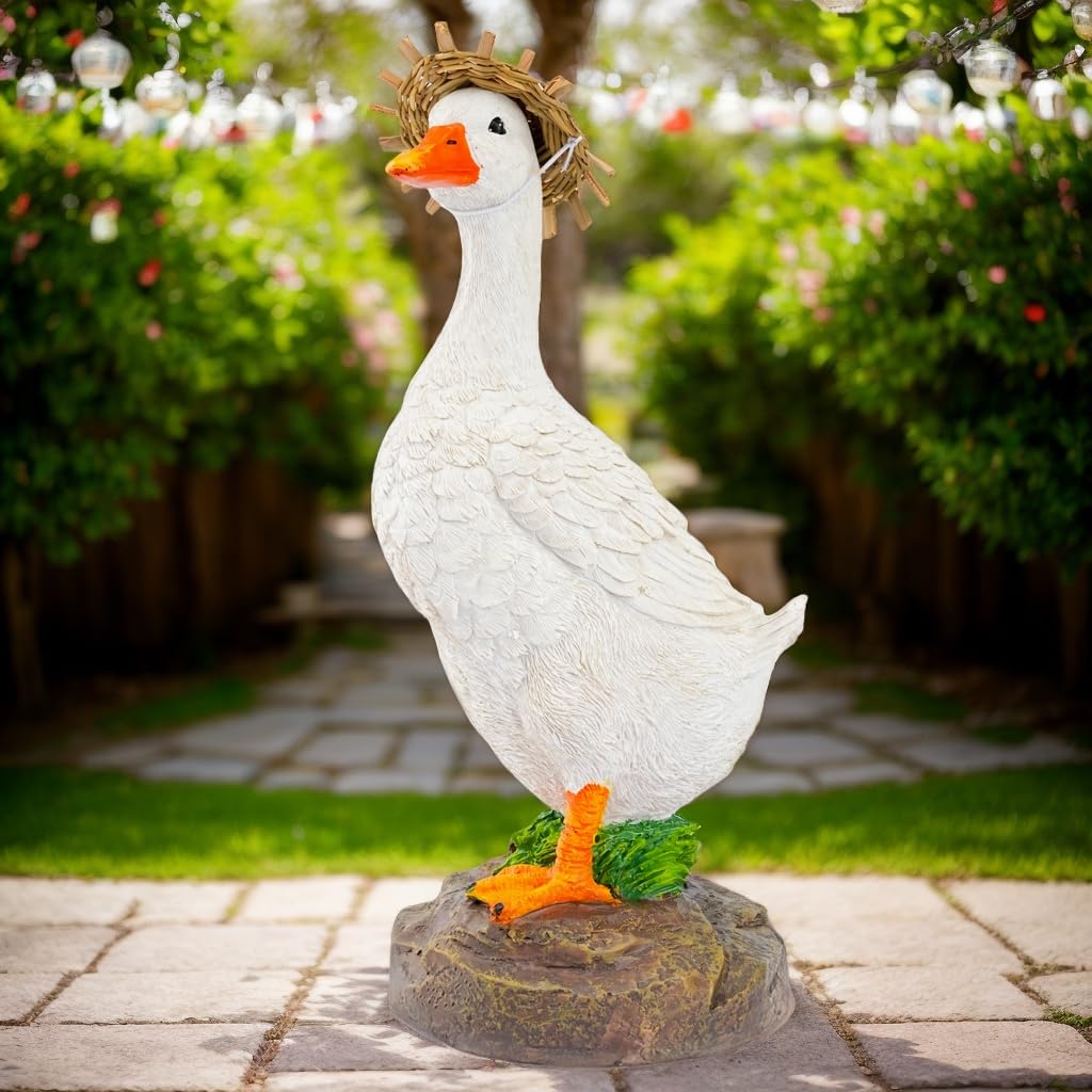 Teaeeno real duck figurine perfect for desks or tabletops.