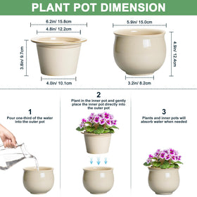 Teagas absorbent inner pot absorbs moisture for consistent plant hydration.