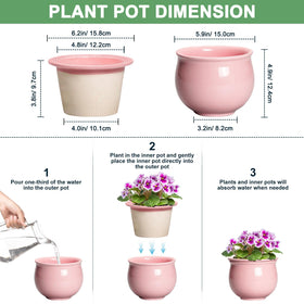 Teagas African Violet Pots inner absorbent pot made of clay supports steady watering