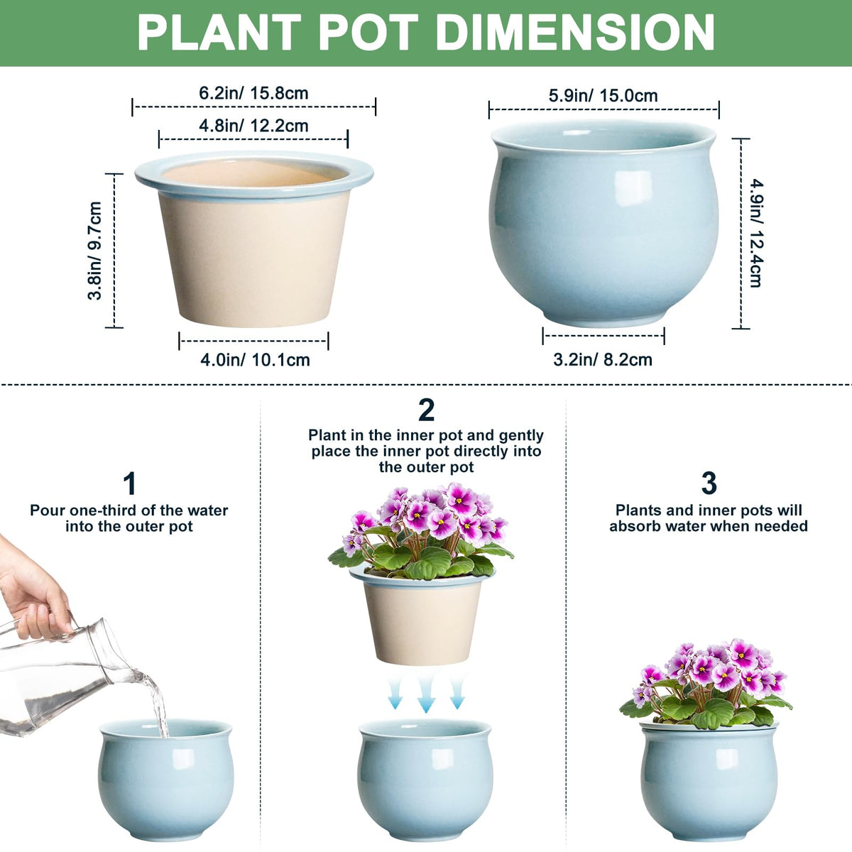 Teagas inner absorbent clay pot delivers steady moisture for small plants.