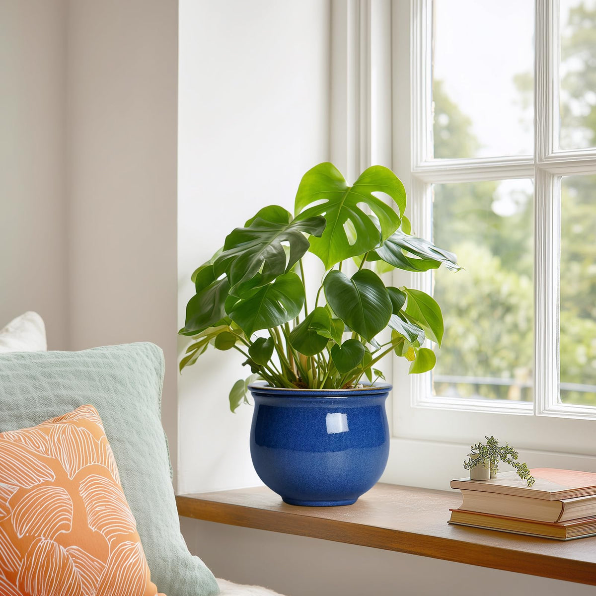 Teagas outer pot blue glaze close-up with modern design