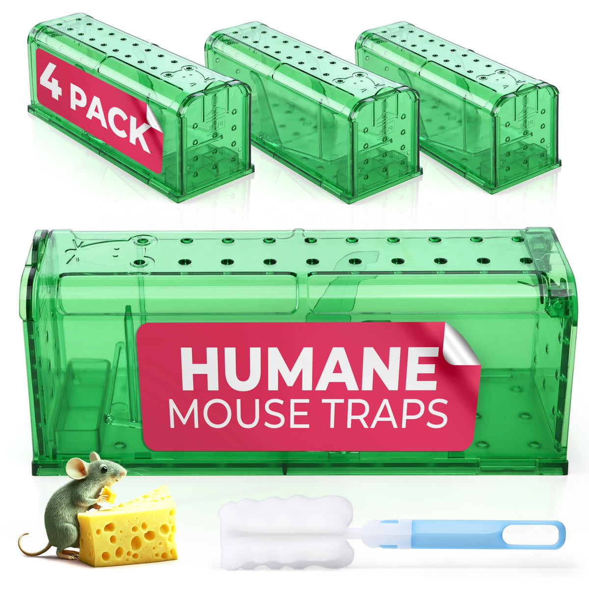 Teal Elite humane mouse trap pack 4 for indoor use, safe and effective.