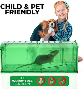 Teal Elite trap safety design detail highlights kid and pet friendly use