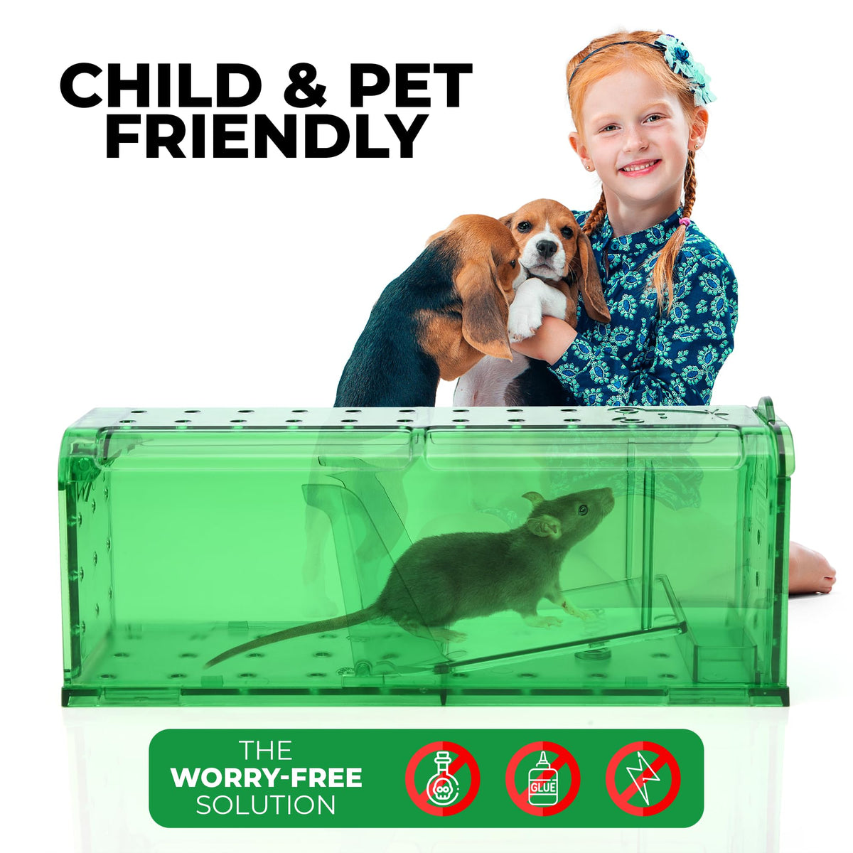 Teal Elite rodent trap, safe for kids and pets, reusable.