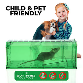 Teal Elite rodent trap, safe for kids and pets, reusable.