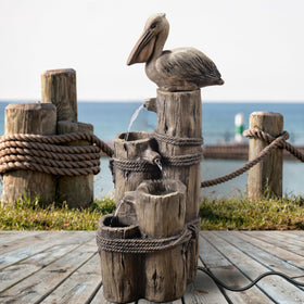 Teamson Home fountain measures 35 inches tall for porch or garden placement.