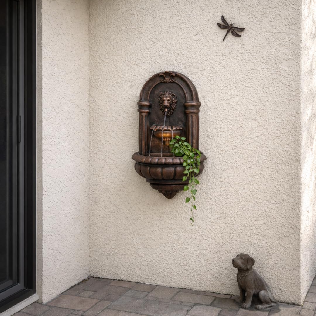Teamson Home Lion Head Wall Fountain ideal for patios balconies indoor spaces