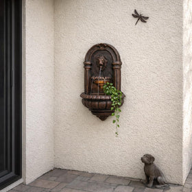 Teamson Home Lion Head Wall Fountain ideal for patios balconies indoor spaces