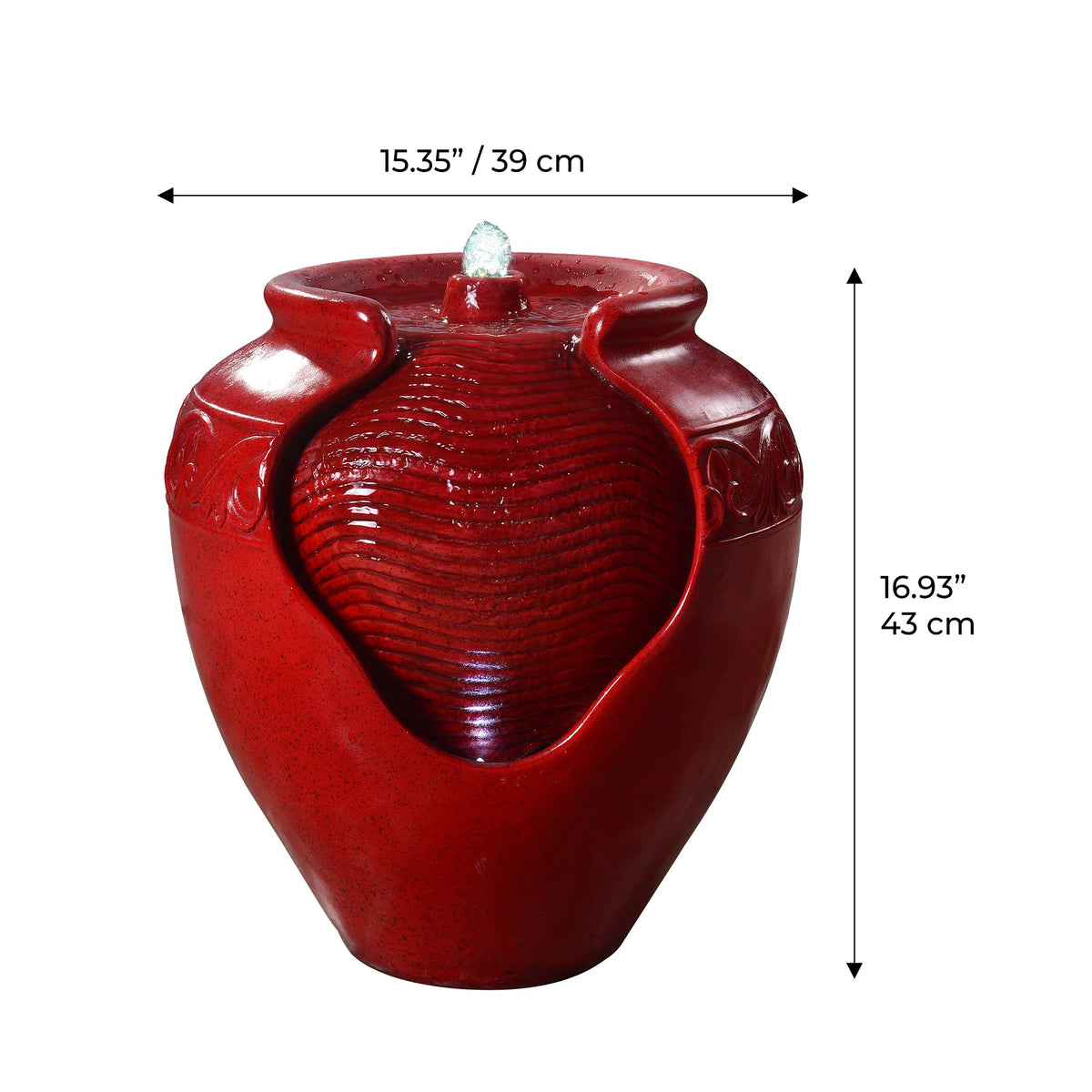Teamson Home fountain with LED night illumination for warm, cozy evenings.