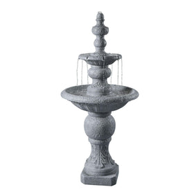Teamson Home two-tier fountain shows ICY stone texture for a serene outdoor focal point.