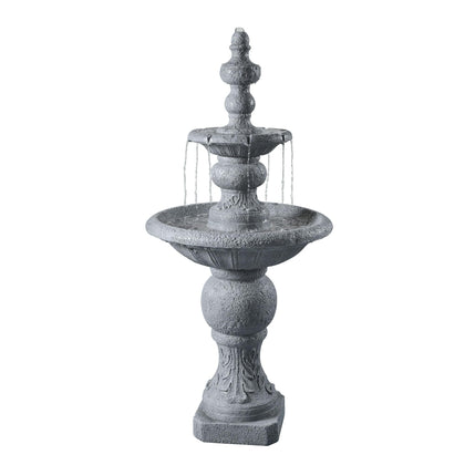 Teamson Home two-tier fountain shows ICY stone texture for a serene outdoor focal point.