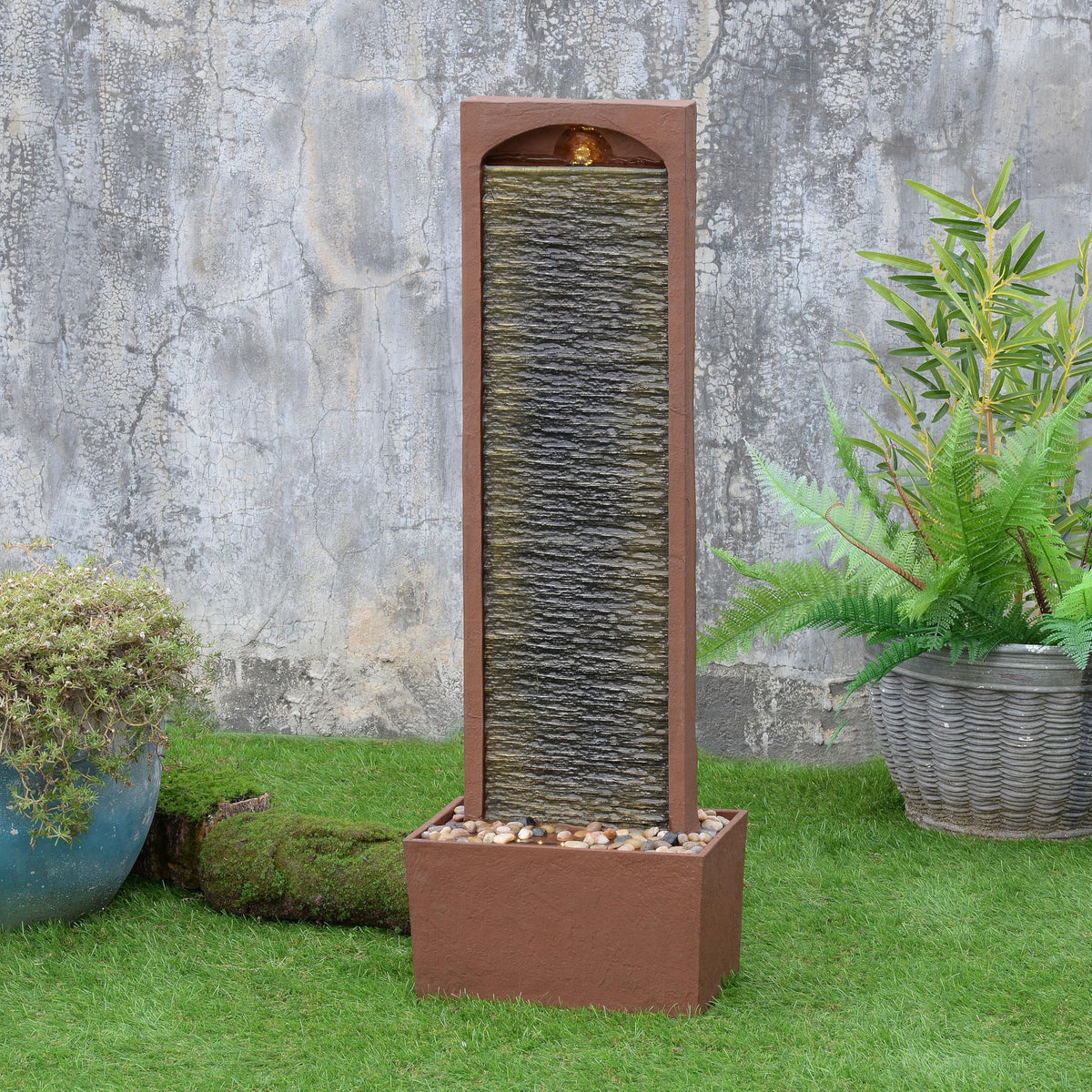 Teamson Home waterfall red rock outdoor décor set for decks patios
