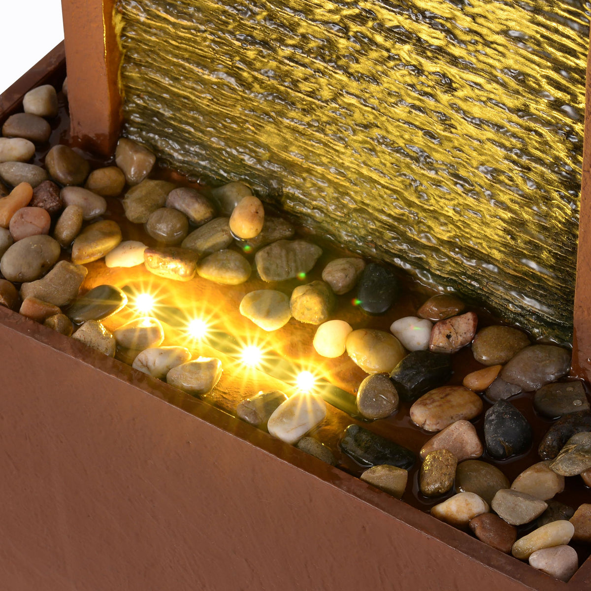 Teamson Home waterfall red rock polyresin construction resists rust and weather