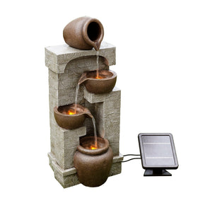 Teamson Home weatherproof polyresin withstands sun and rain for year-round outdoor use.