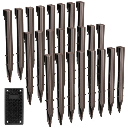 TEANTECH 24-pack plastic edging stakes pack shot showing durable lawn edging solution.