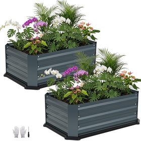 TECANA 2-Piece raised garden bed bottom-front view showing leak-proof base for indoor or outdoor use