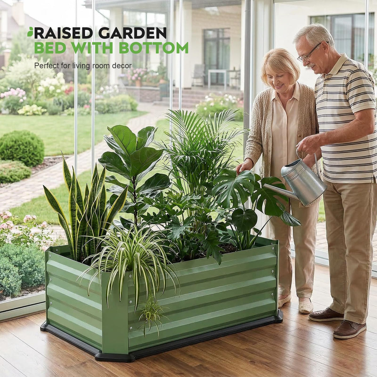 Tecana indoor-outdoor raised bed on a balcony and kitchen window.