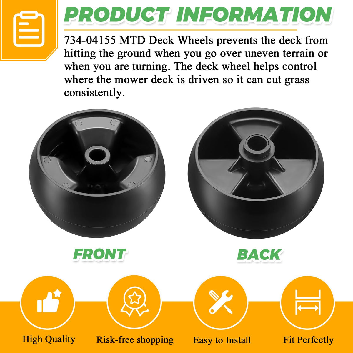 Techecook 5-inch mower deck wheels provide solid traction