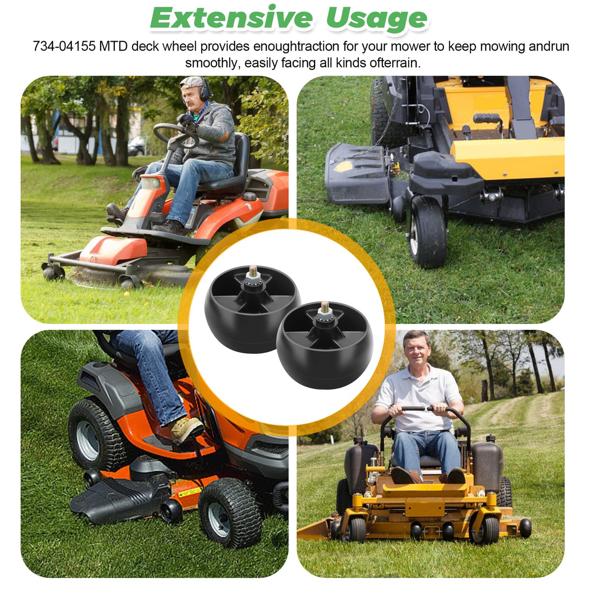 Techecook durable PP material ensures long-lasting mower deck wheels