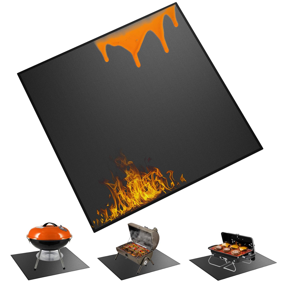 Techstarry under grill mat 29x29 protects deck from heat and spills.
