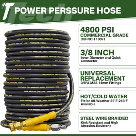 TechSweepPro 50ft steel braided hose resists kinks for long cleaning sessions