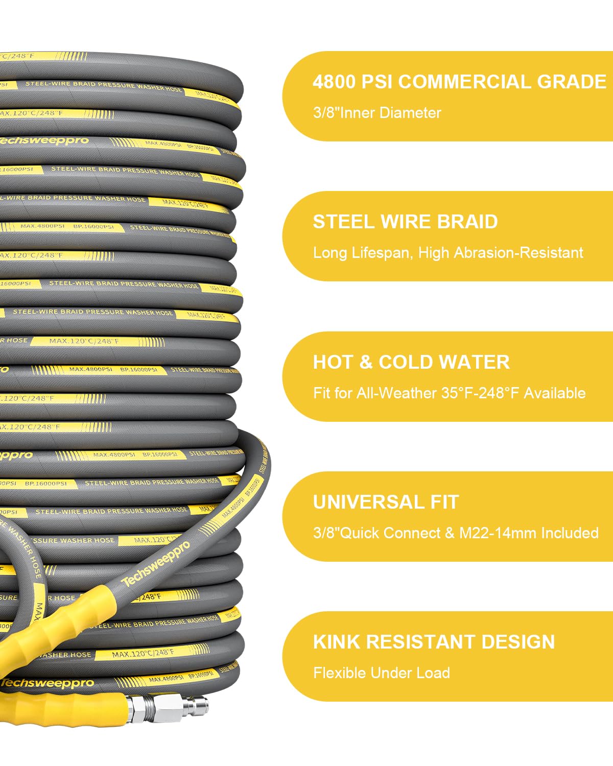 TechSweepPro swivel quick-connect ends enable fast setup and easy replacements