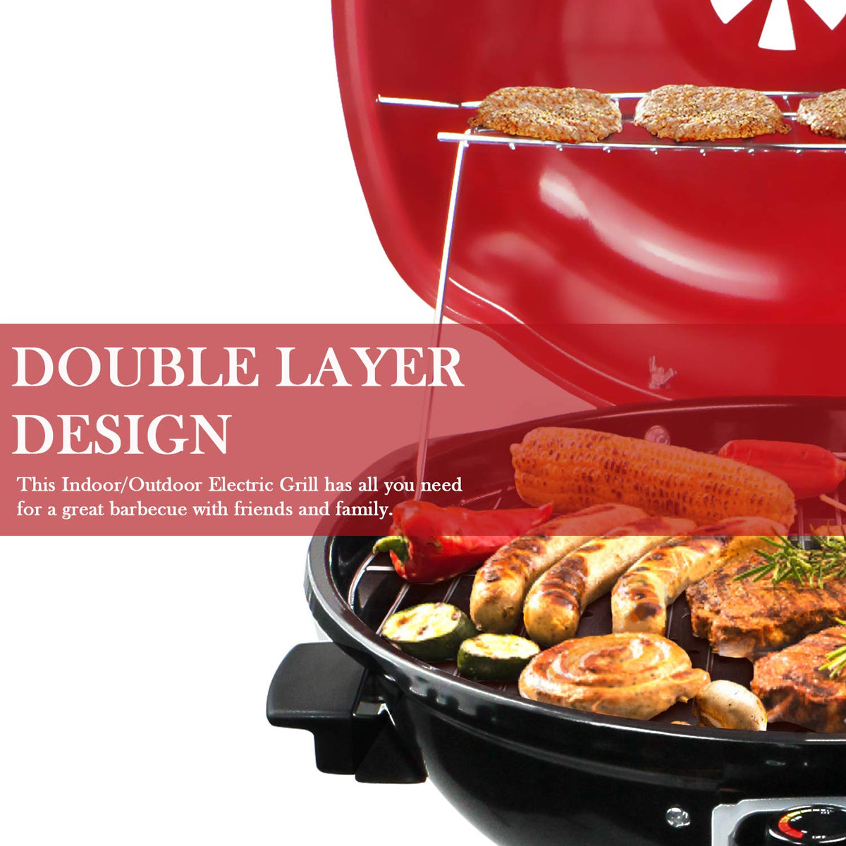 Techwood grill with 240 square inch cooking area ideal for 15 servings.