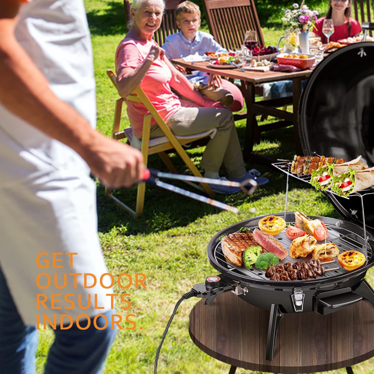 Techwood Electric BBQ Grill cool handle for safe transport