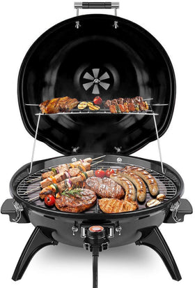 Techwood Electric BBQ Grill top view highlighting compact countertop design for apartments