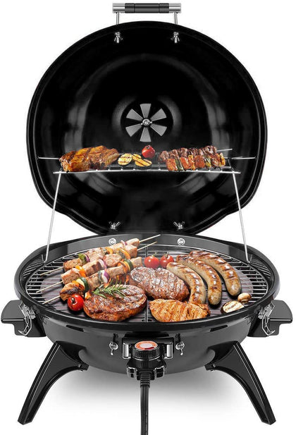 Techwood Electric BBQ Grill top view highlighting compact countertop design for apartments