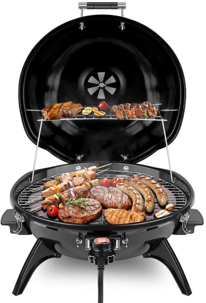 Techwood Electric BBQ Grill top view highlighting compact countertop design for apartments