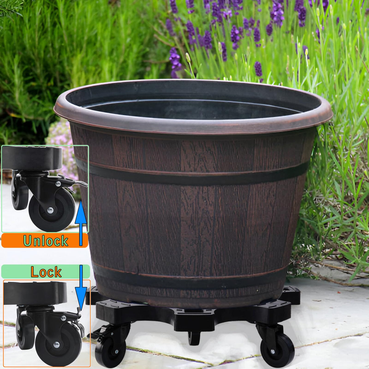 TECHYANG indoor-outdoor caddy moves large planters on decks