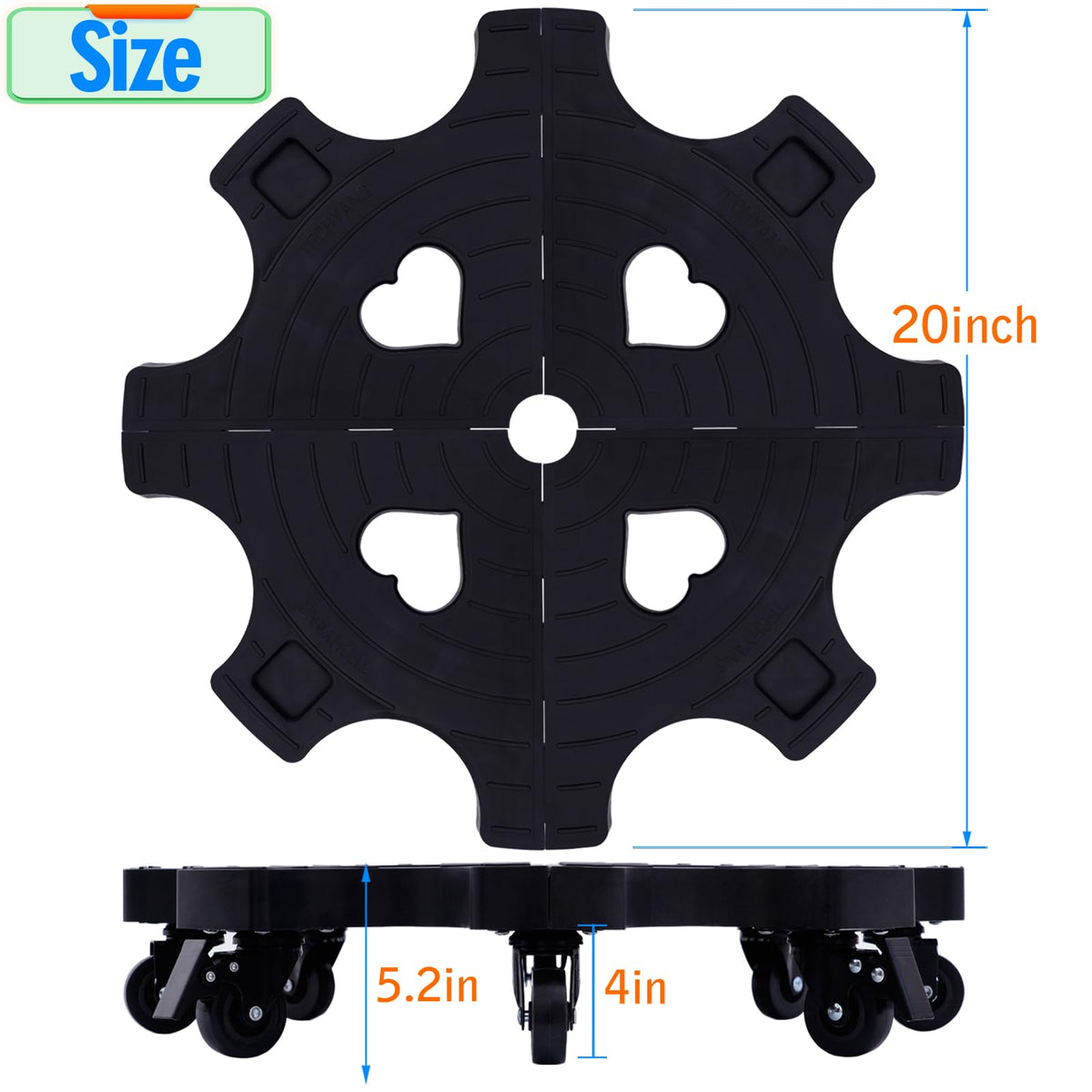 TECHYANG rolling plant dolly with nine wheels for smooth moves