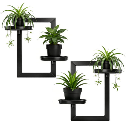 TECKED floating shelves wall planters in black for space-saving indoor decor.