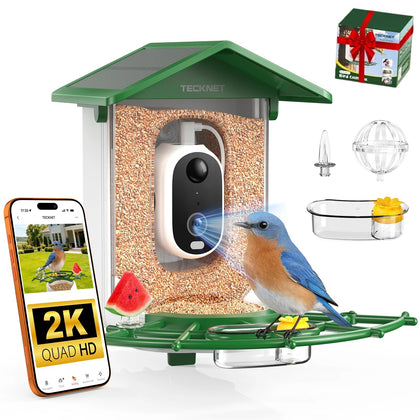 TECKNET Smart Bird Feeder camera captures birds entering in 2K UHD