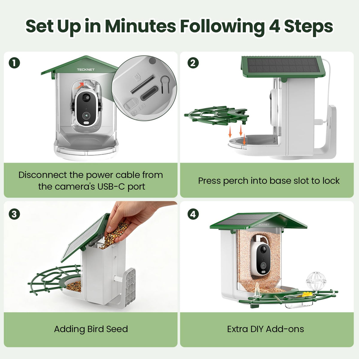 TECKNET weatherproof bird feeder outdoors in all weather