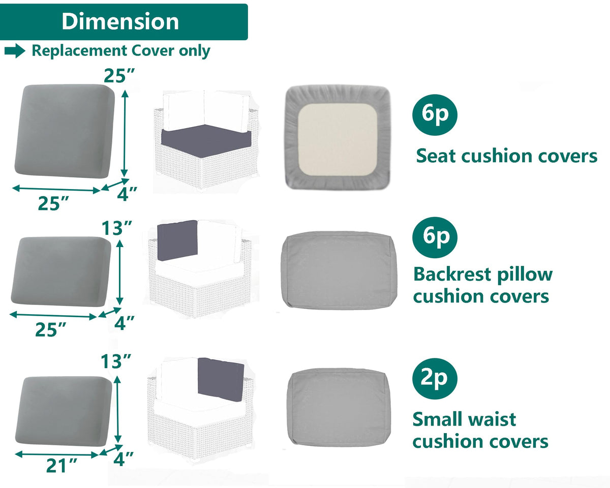 TECOSARA backrest cushion cover in grey, durable protection against the elements.