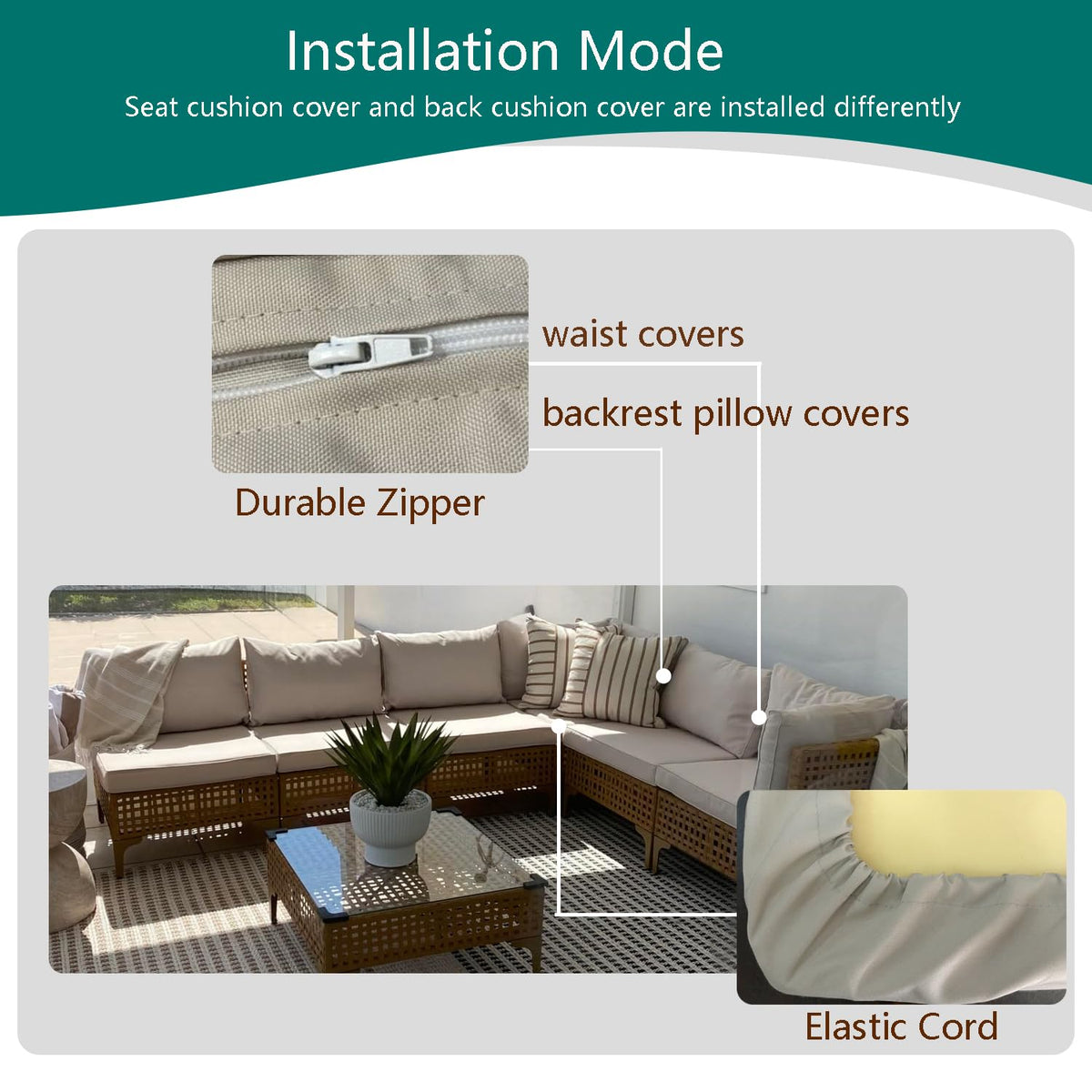 TECOSARA elastic half bag seat covers, easy installation for varied cushions.