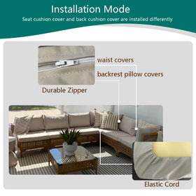 TECOSARA elastic half bag seat covers, easy installation for varied cushions.