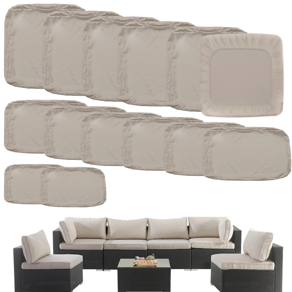 TECOSARA outdoor seat cushion covers in beige, quick-drying and easy to clean.
